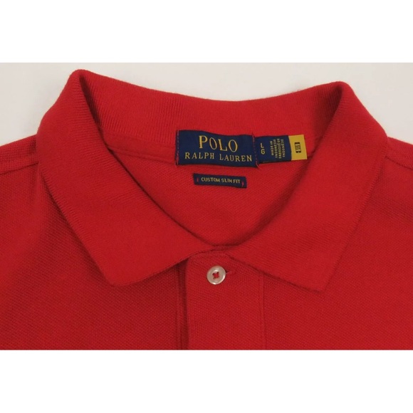 Polo Ralph Lauren Red Black Pony Custom Slim Fit Short Sleeve Polo Shirt L - Picture 3 of 6
